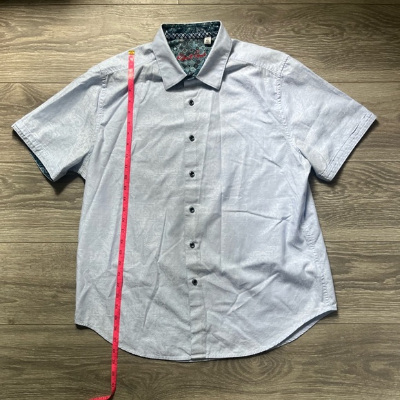 Robert Graham Light Blue Short Sleeve Casual Pattern Button Down Shirt Size XL - Picture 7 of 10